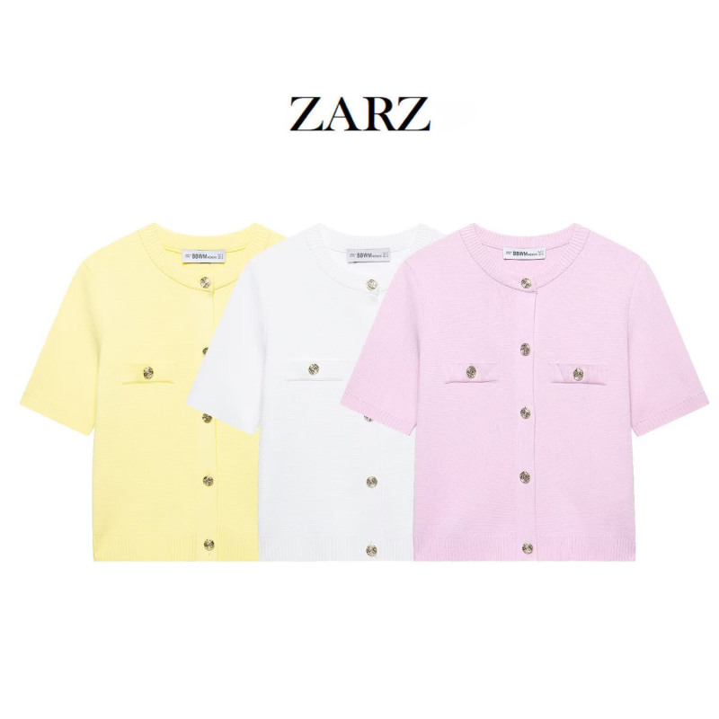 ZARZ 自家製ヨーロッパとアメリカンスタイルの新しい女性のファッショナブルなカジュアル半袖ニットジャケット 1822022|undefined