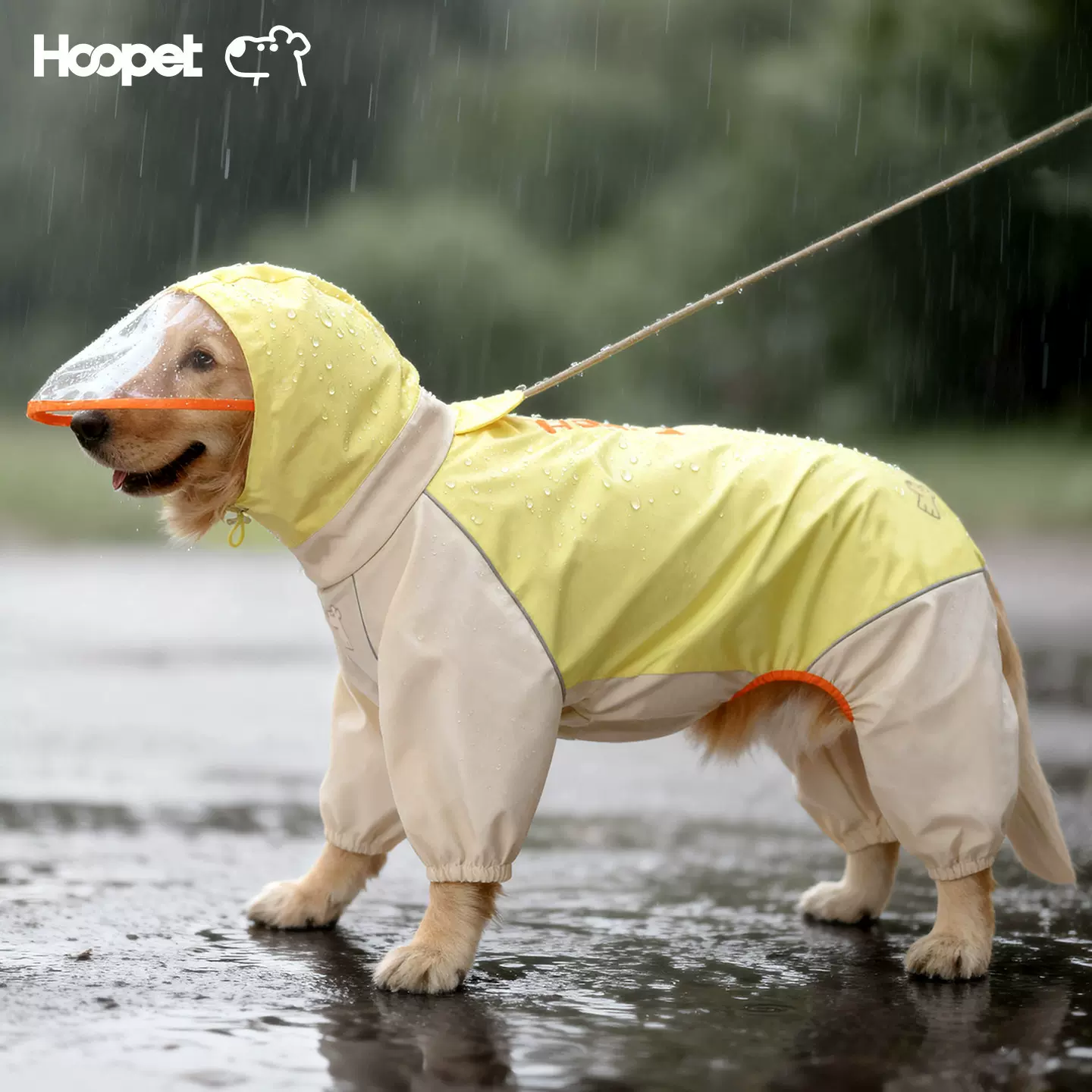 华元HOOPET宠物衣服中大型犬狗狗雨批四脚防水防脏全包大狗雨衣