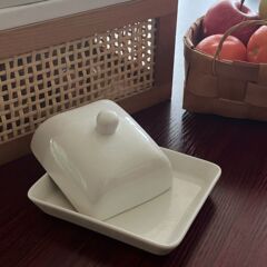 黄油盒陶瓷白色带盖方形牛油盒芝士奶酪保鲜西餐奶酪盒BUTTERDISH
