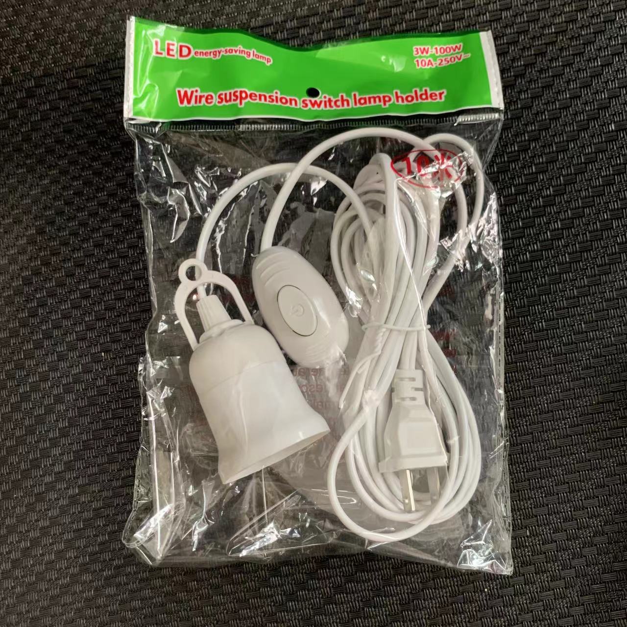 De estilo americano de dos enchufes colgante E27 tornillo móvil cable de extensión con gancho interruptor portalámparas tornillo portalámparas