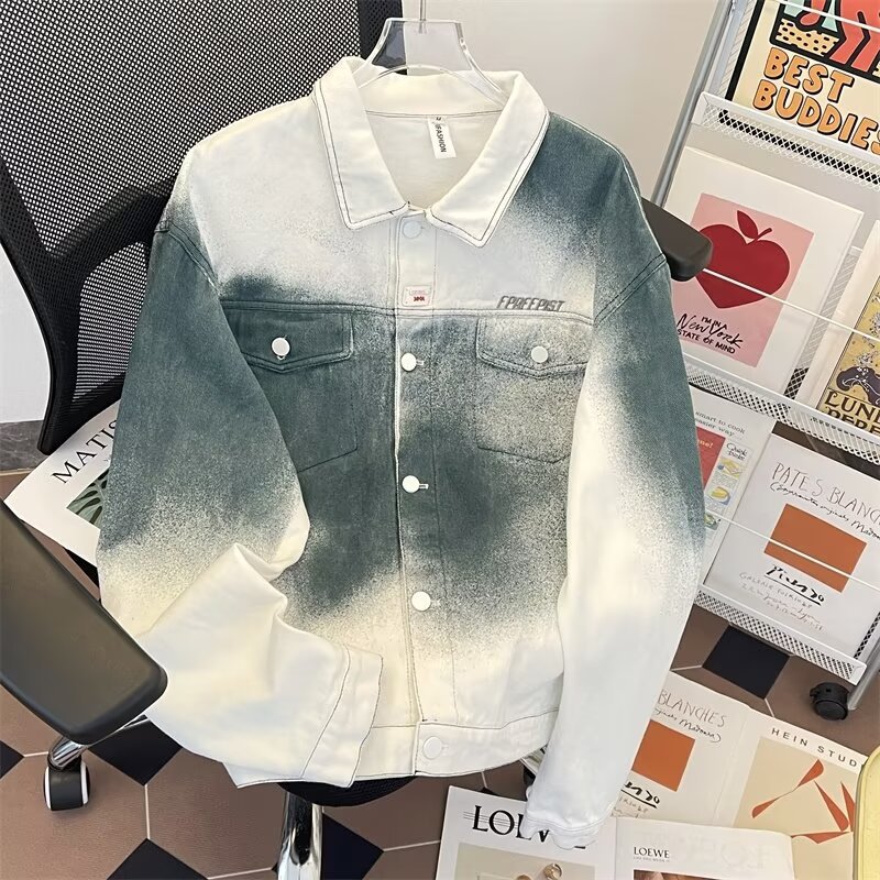 Demi-season trend design denim jacket for men and women hip-hop…