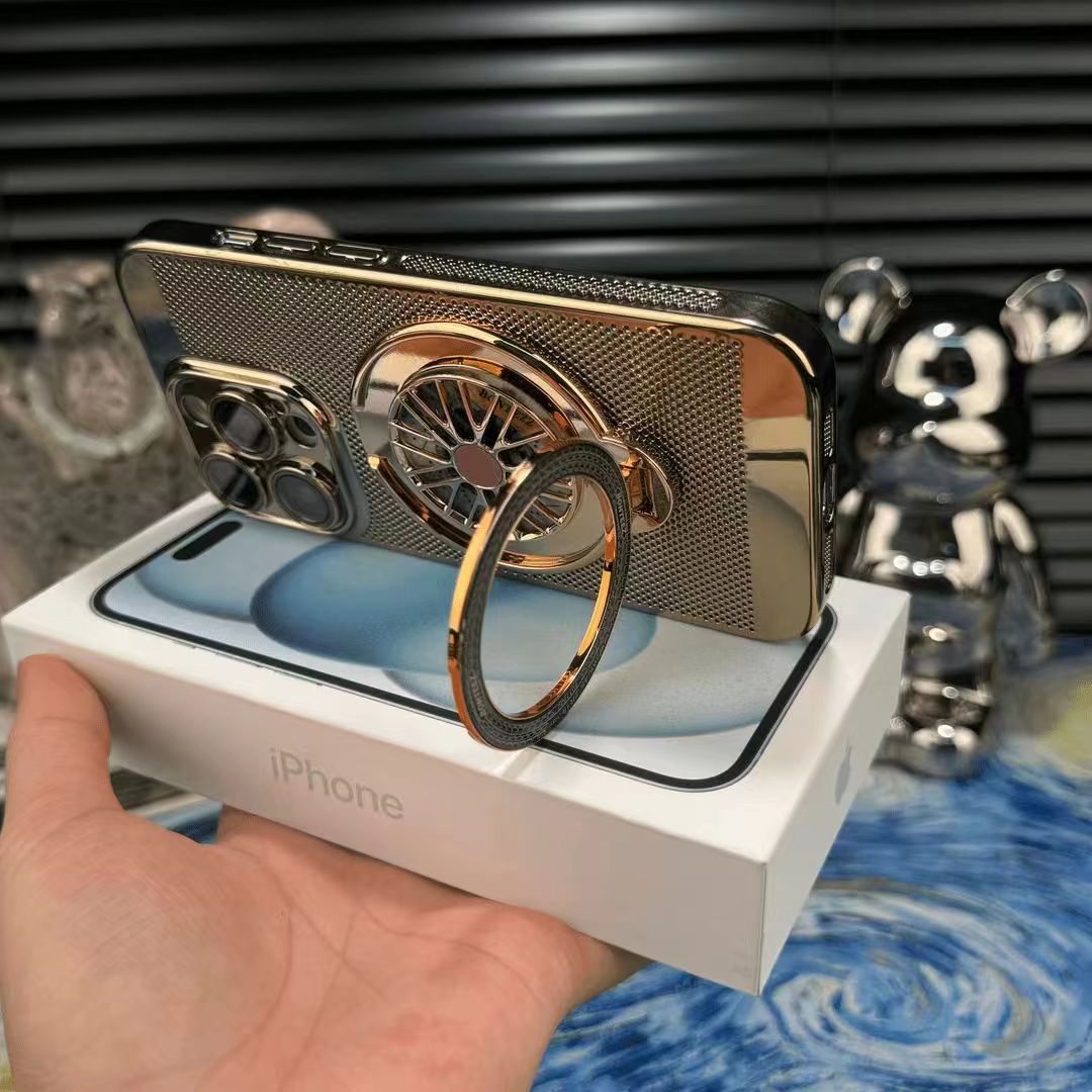 Aplicable para iPhone17AIR caso de teléfono móvil giroscopio soporte galvanizado ventilador disipación de calor malla manzana 16 caso duro a prueba de caídas