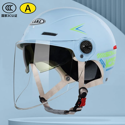 Motosiklet kaskı (dəbilqə) – Helmet Breathable Style - new-national-standard-category-a-double-mirror-star-blue-1