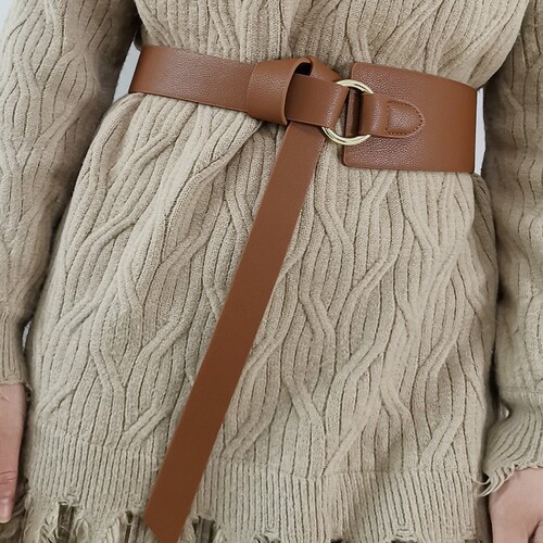 Fashionable and Versatile Decorative Belt for Women, Women's Waist Seal Belt Matched with Dress, Wide Belt with Knot