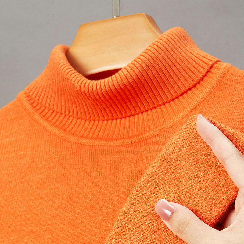 Cross-border foreign trade knitted bottoming shirt turtleneck sweater men's young and middle-aged men's warm solid color pullover sweater multi-color Cross-border foreign trade knitted bottoming shirt turtleneck sweater men's young and middle-aged men's warm solid color pullover sweater multi-color