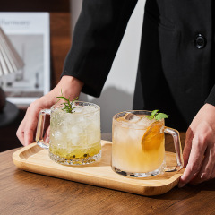 ins带把手玻璃杯茶水杯家用创意带把手高颜值透明冰咖啡杯马克杯