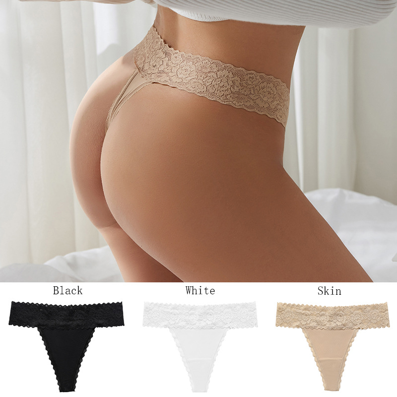 European and American lace waist stitching seamless yoga sports underwear women's sexy T pants breathable quick-drying women's thong