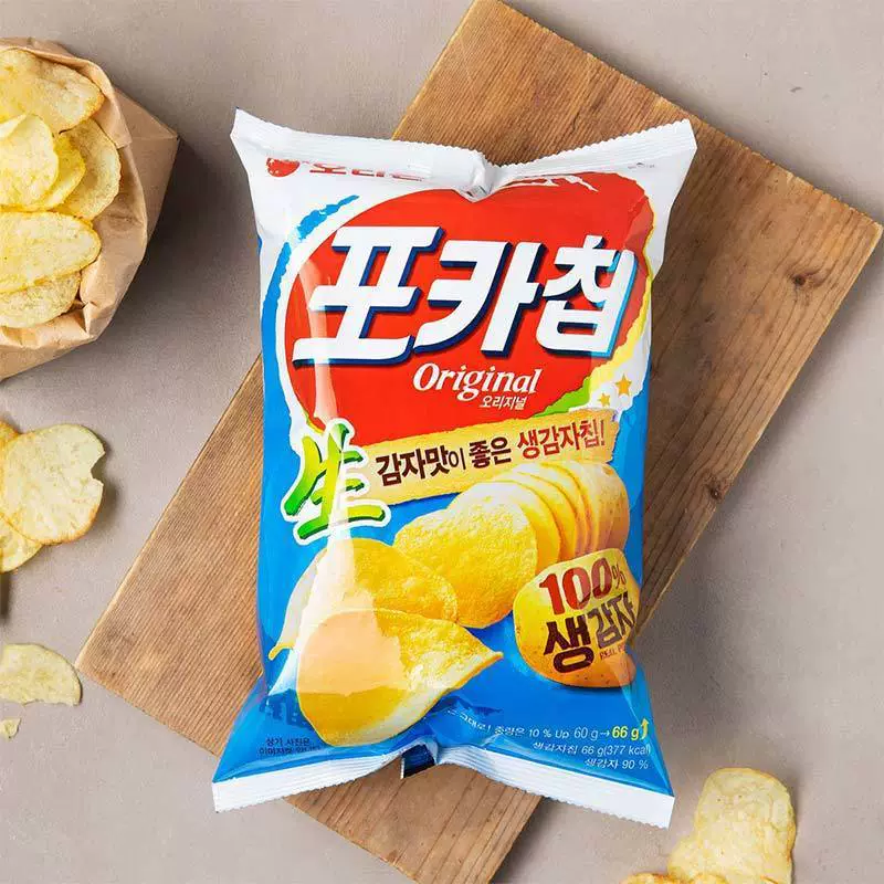 Южная Корея импортировался продукт Liyou Orion сушка из картофеля 66 г с вкусом сырого лука, воздушная закуска картофельные чипсы оптом