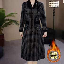 时尚妈妈装春季新款加厚保暖礼服裙子女春秋高档雪尔绒休闲连衣裙