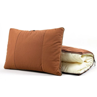 Car Pillow, Waist Pillow, Dual-Purpose Two-In-One Quilt, Suede Leather Car Air-Conditioning Quilt, down Quilt Pillow, Universal for All Seasons (Waist support) - suede-leather-style-cognac-color-1-piece
