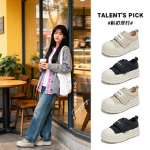 大头面包鞋女2025秋季新款厚底增高魔术贴板鞋休闲女鞋百搭鞋子女