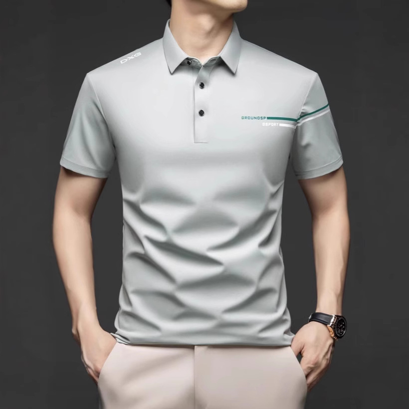 [Factory Direct Sales] High-Quality Accessible Luxury Mulberry Silk Short-Sleeved Men's Polo Shirt Summer Thin Casual T-Shirt for Men