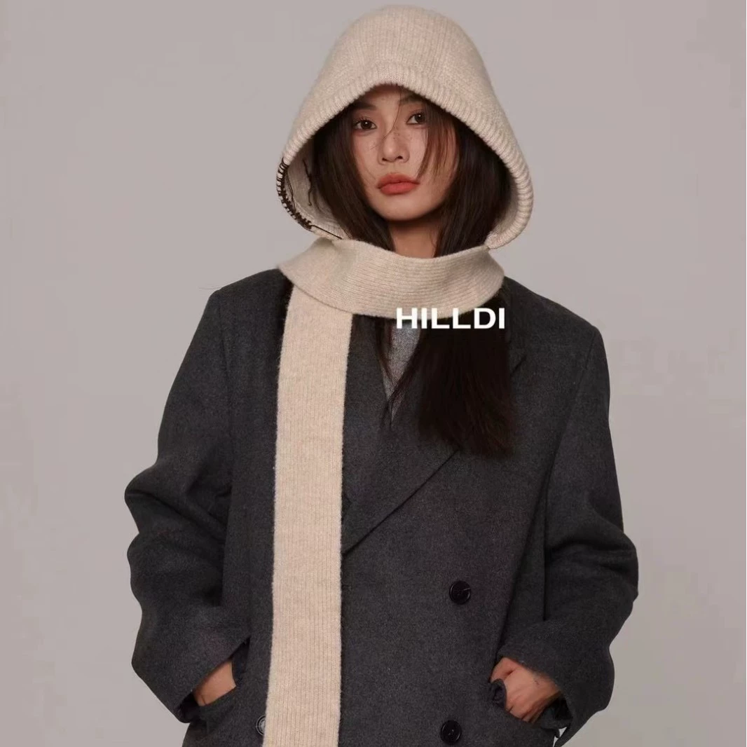 2024 осень и зима новая сплошная трикотажная шапка