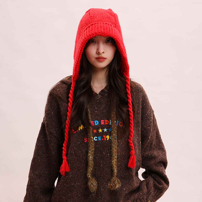 Koreanische version spitze up süße, niedlich, warm und vielseitig Rotkäppchen kinder winter gestrickte garn ohr_voghion.com
