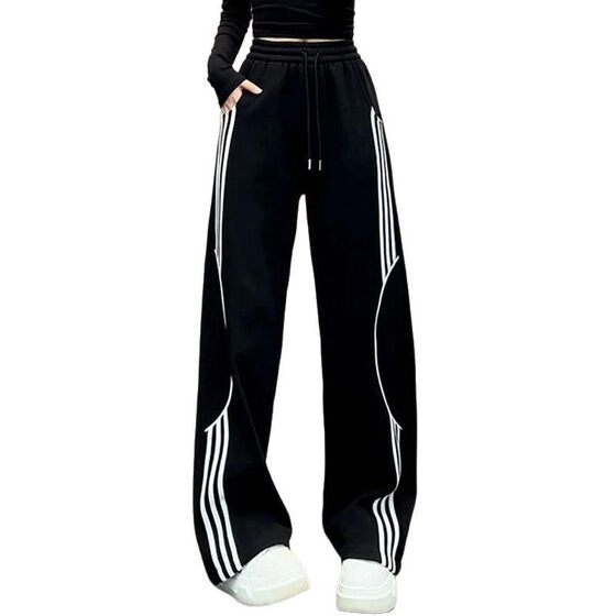 American-style Color-contrast Striped Pants Women's Trendy Brand Spring New Lace-up Loose Slim-fit Paratrooper Wide-leg Dape Casual Pants