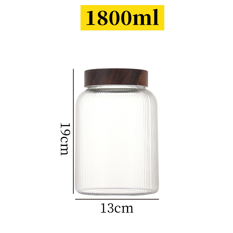 botella de embalaje de cáscara de naranja de gran capacidad alta borosilicato tanque de almacenamiento de vidrio sellado granos gruesos frutas secas jarro de té tapa de madera acacia