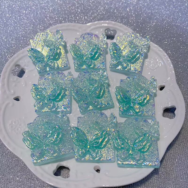【爆闪蝴蝶卡牌】40×36mm手工DIY饰品手机壳镜子发饰树脂|undefined