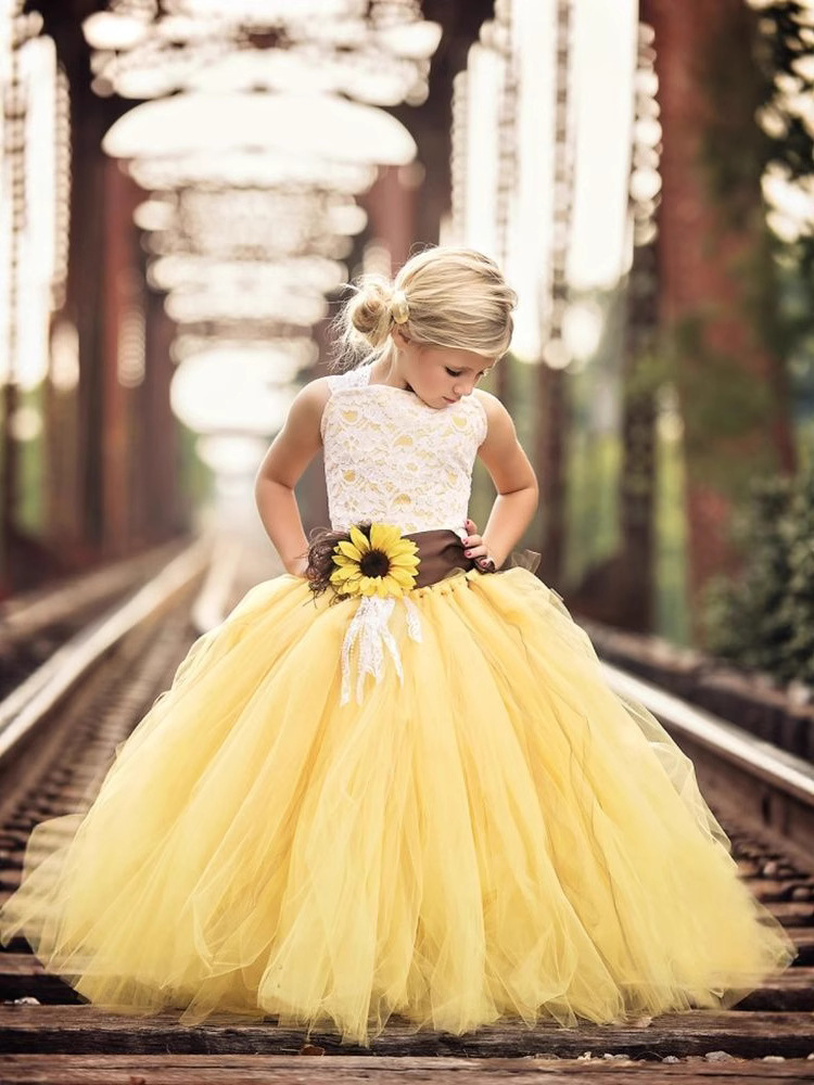 AliExpress, Europa y América, niña, niña de las flores, vestido de novia, vestido, tirantes, tirantes, tirantes, vestido de princesa, espectáculo infantil, falda tutú