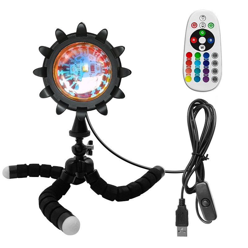 Led三脚架网红日落灯客厅投影夕阳灯氛围落日灯拍照摄影补光台灯