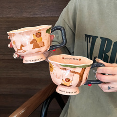 マグカップ創意芸術感陶磁器カップ2024新型女性オフィス家庭用朝食コーヒーカップお土産