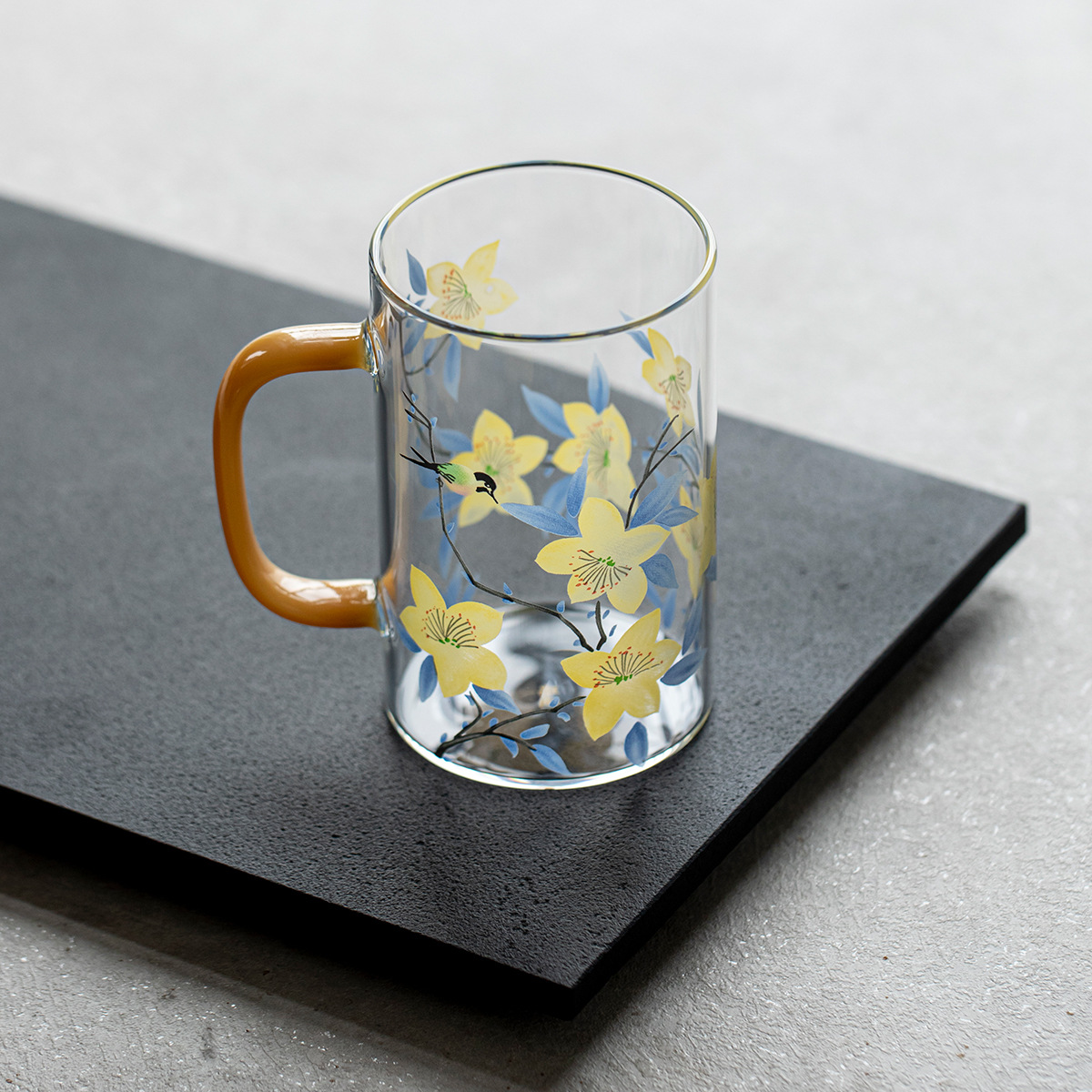 瑞璃高硼硅玻璃杯耐高温大容量泡茶杯麦片杯子家用开水适用咖啡杯