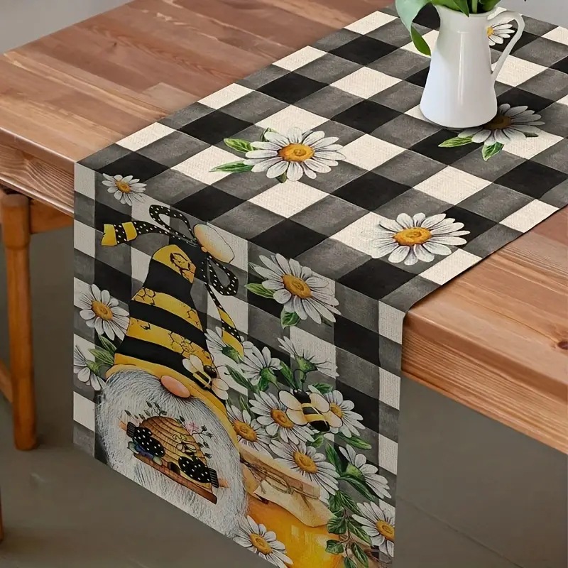 Transfronterizo corredor de mesa de lino nueva Pascua lindo decorativo creativo impreso mesa de comedor paño decorativo mantel de cocina