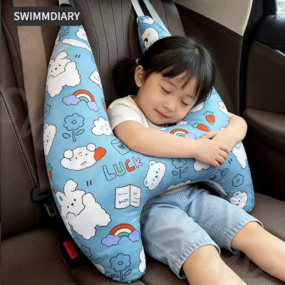 Seat belt shoulder pad — neck baby pillow pillow - rainbow-carrot-removable-and-washable-liner-pure-cotton-fabricbreathable-style