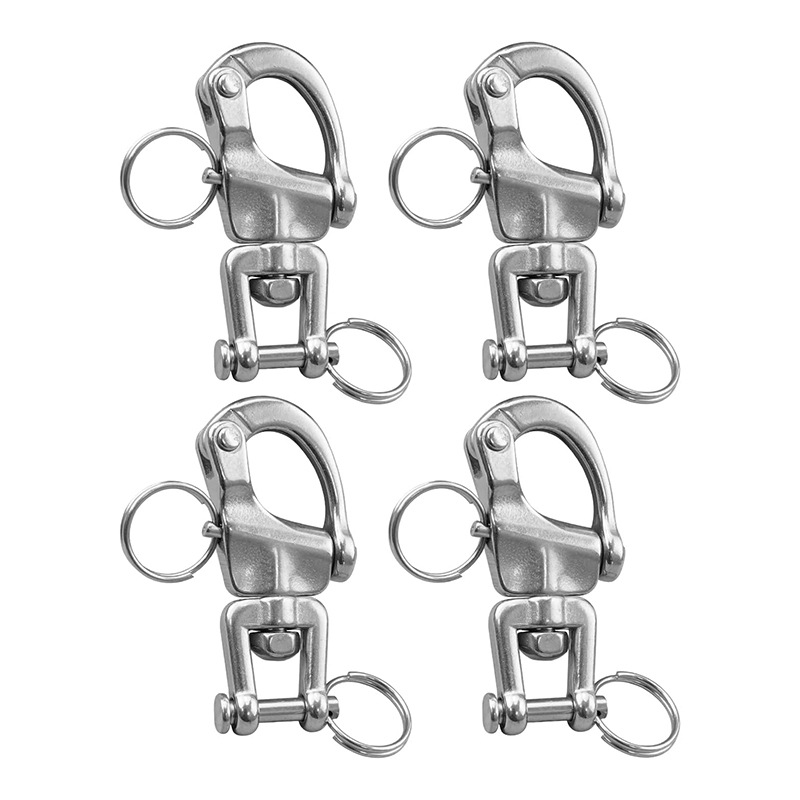 316不锈钢叉式旋转弹簧卸扣 手拉快脱卸扣 旋转卸扣 船用五金配件