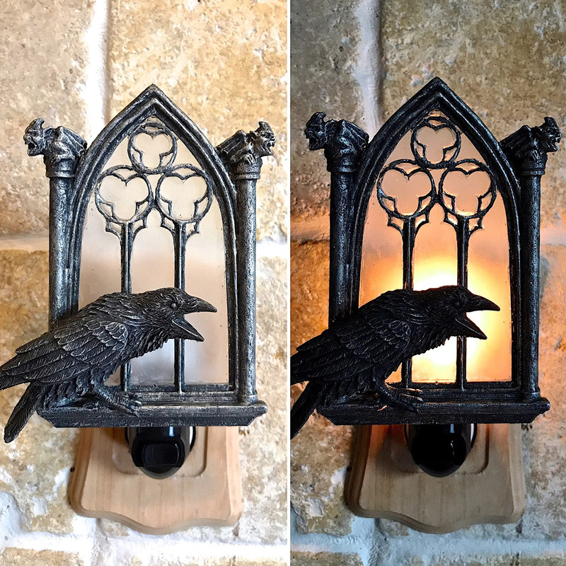 Cross-Border Halloween Hanging Crow Night Light Gothic Home Decoration Resin Crafts