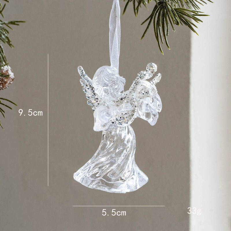 国境を越えた新しいクリスマスツリー装飾透明アクリル雪ヘラジカ天使ストラップクリスマス装飾品|undefined