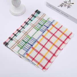 跨境亚马逊双面洗碗布厨房用品家政家务清洁抹布不掉毛格纹清洁布