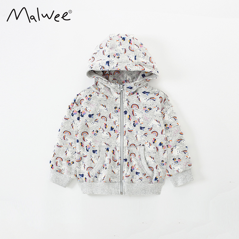 Malwee chaqueta de niño otoño y invierno nuevo estilo europeo y americano para niños con sombrero casual camisa con cremallera cardigan suéter