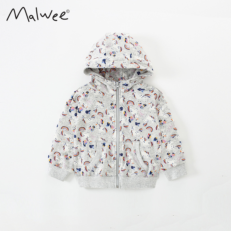 malwee boys coat autumn and winter new European and American children's casual hooded zipper shirt western cardigan sweater