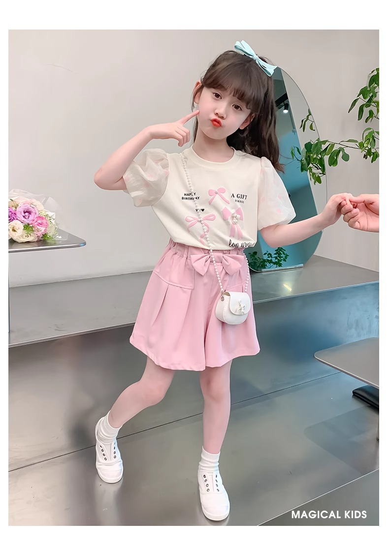 Girls Short Sleeve Two Piece Set For Summer Casual Wear_voghion.com
