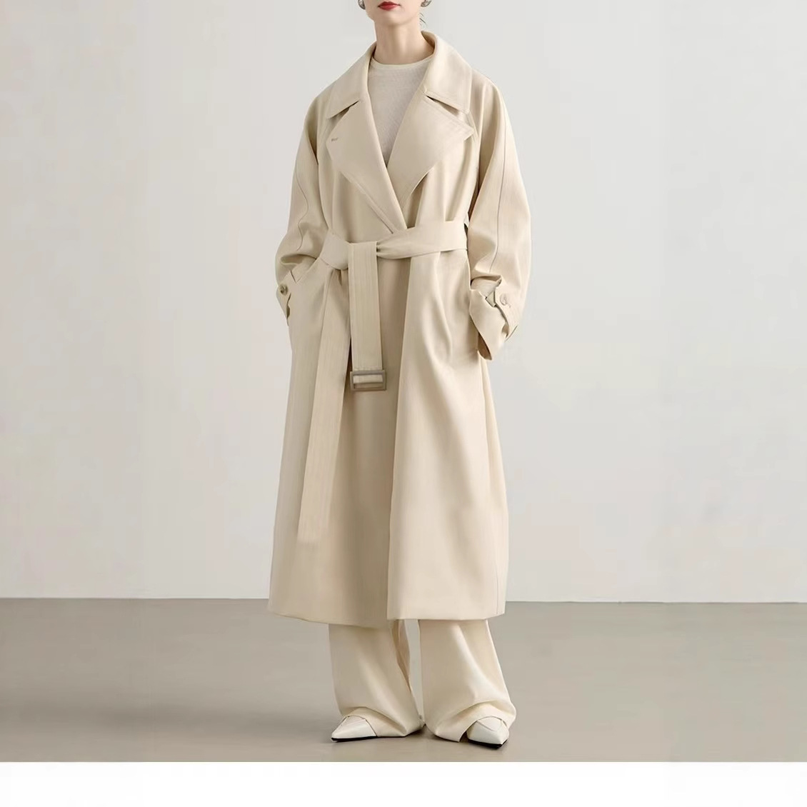 2025 New Mid-Length British Style Autumn Outwear Goddess Gentle High-End Windbreaker Women's Solid Color Outwear