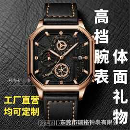 新款难受时尚概念手表大表盘皮带休闲远动跨境爆款三眼六针个性