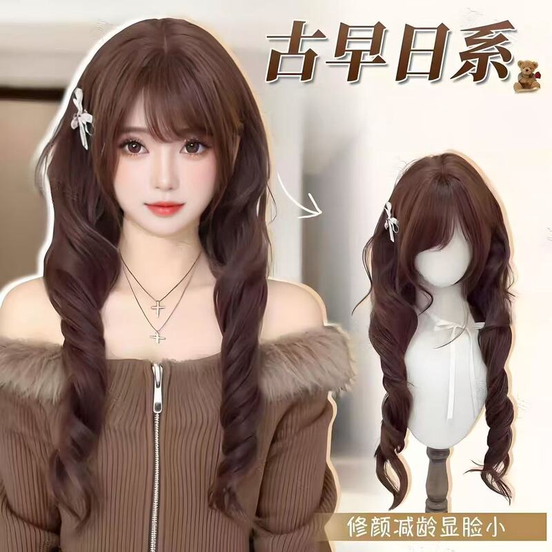 Wig for Women with Layered Jellyfish Hair, Curly Hair, Daily Facial Shaping, Roman Curls, Lolita Big Waves, Long Curly Hair, Full Headgear Wig for Women with Layered Jellyfish Hair, Curly Hair, Daily Facial Shaping, Roman Curls, Lolita Big Waves, Long Curly Hair, Full Headgear