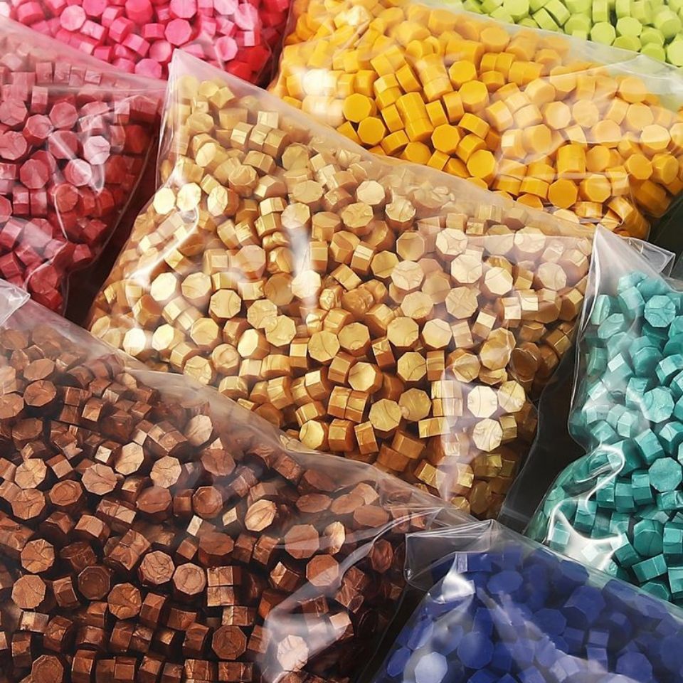 500개 봉지 진주광택 왁스 입자, 레트로 왁스 왁스 입자, 초대장 골드 왁스 입자, 밀랍 봉인 왁스 미아오치