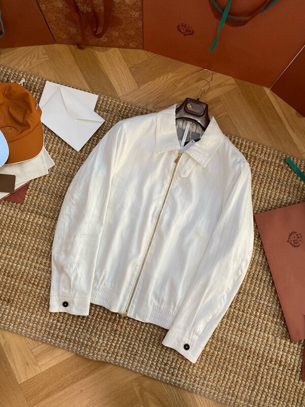 Bc Men's High-End Linen Blend Casual Jacket, Good Breathability, Fine Workmanship, Lp White, Summer