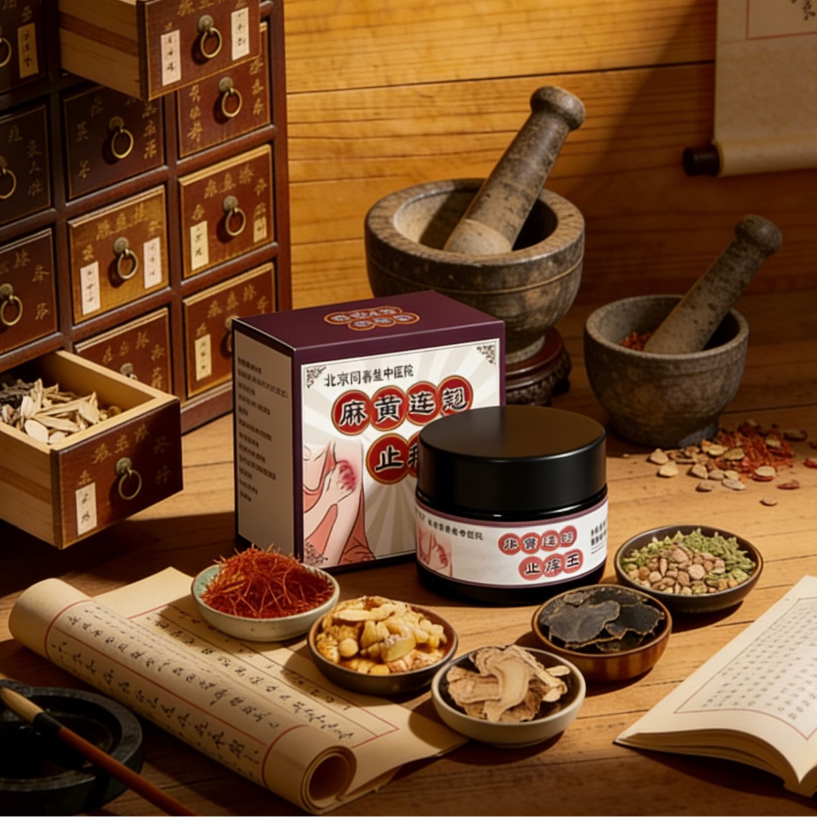 Ma Huang Lian Qiao Anti-Itch Herbal Balm 30g External Skin Care Soothing Body Balm overview