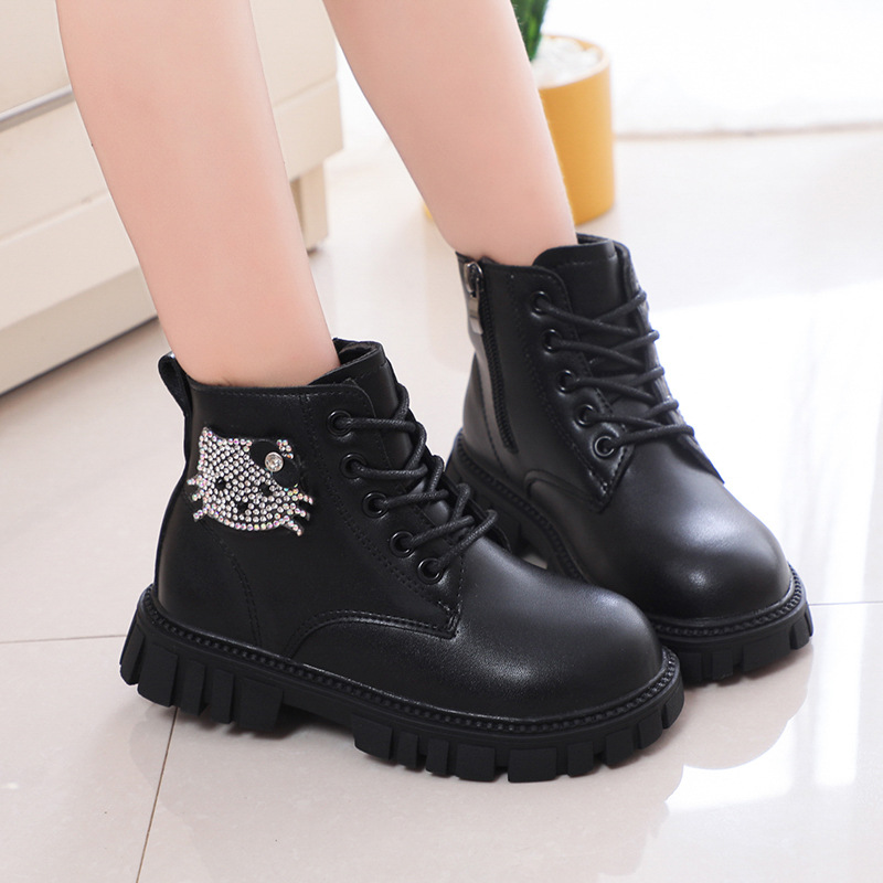 Children's Boots 2025 Spring and Autumn New Style Girls' British Style Short Boots for Older Children Cartoon Boots Elementary School Students' Single Boots