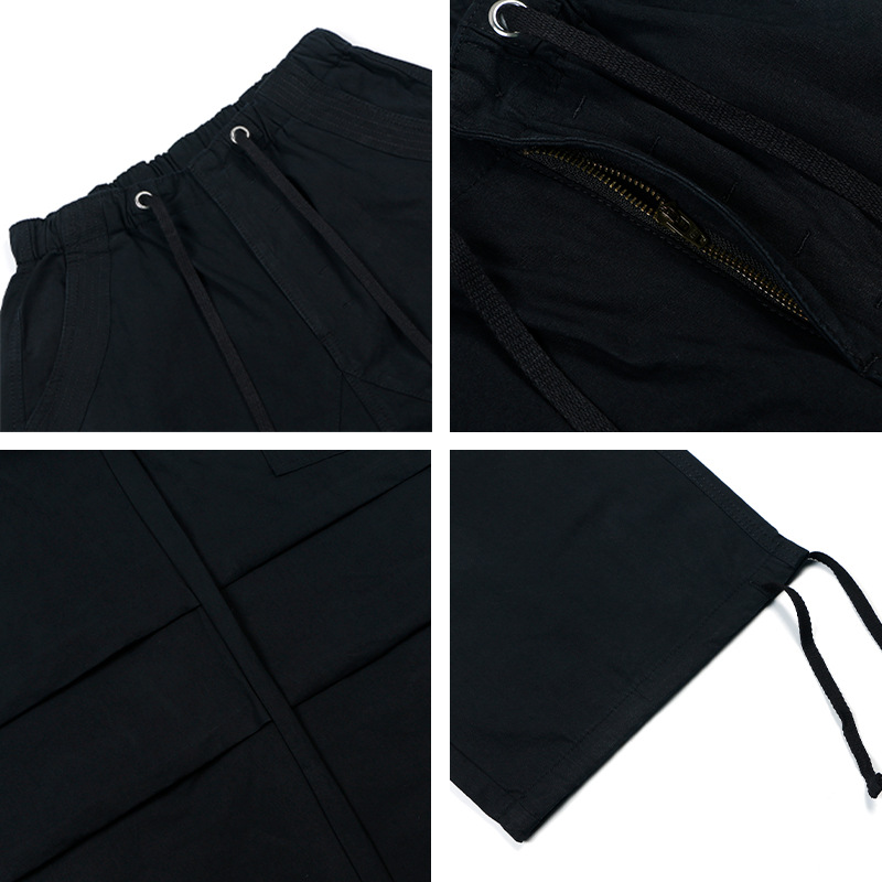 Minimalist Clean Fit Draped Paratrooper Cargo Unisex American Style Multi-Pocket Thickened Casual Long Pants Trendy_voghion.com