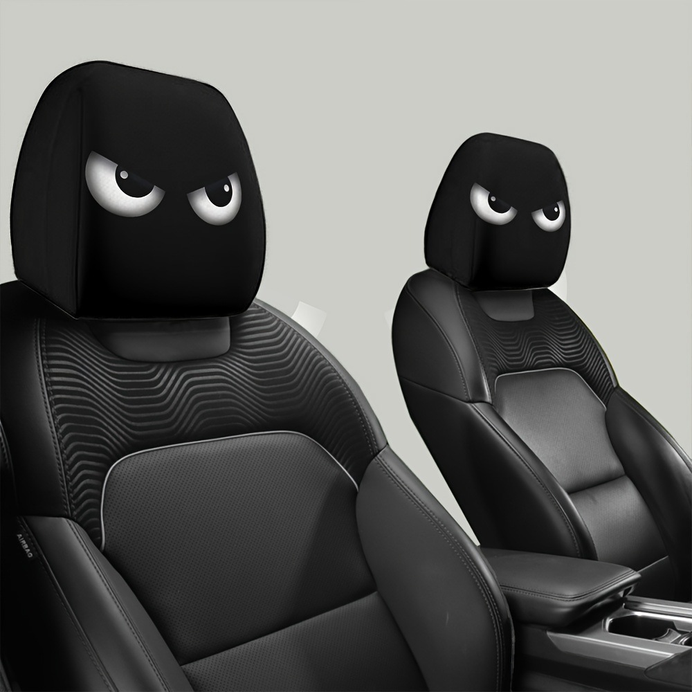 Car Headrest Cover with Black Mysterious Eye Print, Can Be Customized with Label and Image, Popular Cross-Border Product, Universal