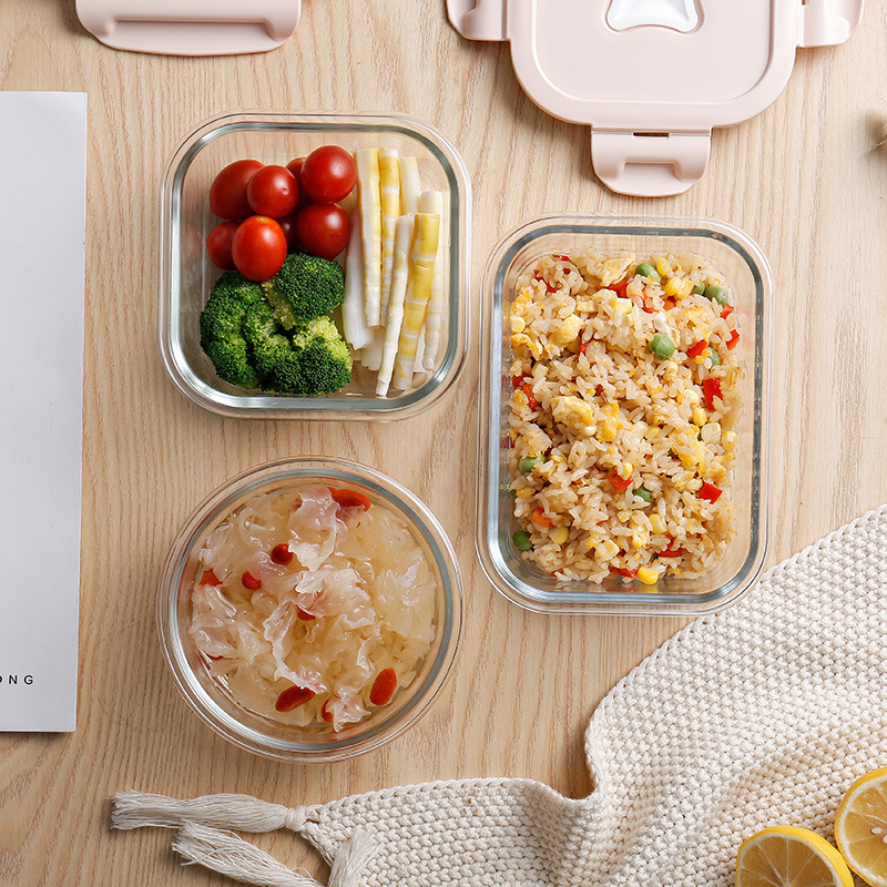 Borosilicate glass crisper sealed refrigerator classification storage box modern simple square round multi-specification lunch box