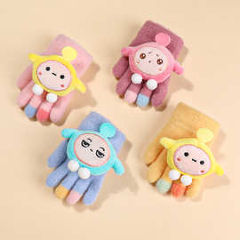 新款儿童3-5岁宝宝全指手套保暖厂家直供批发可爱卡通蛋仔手套