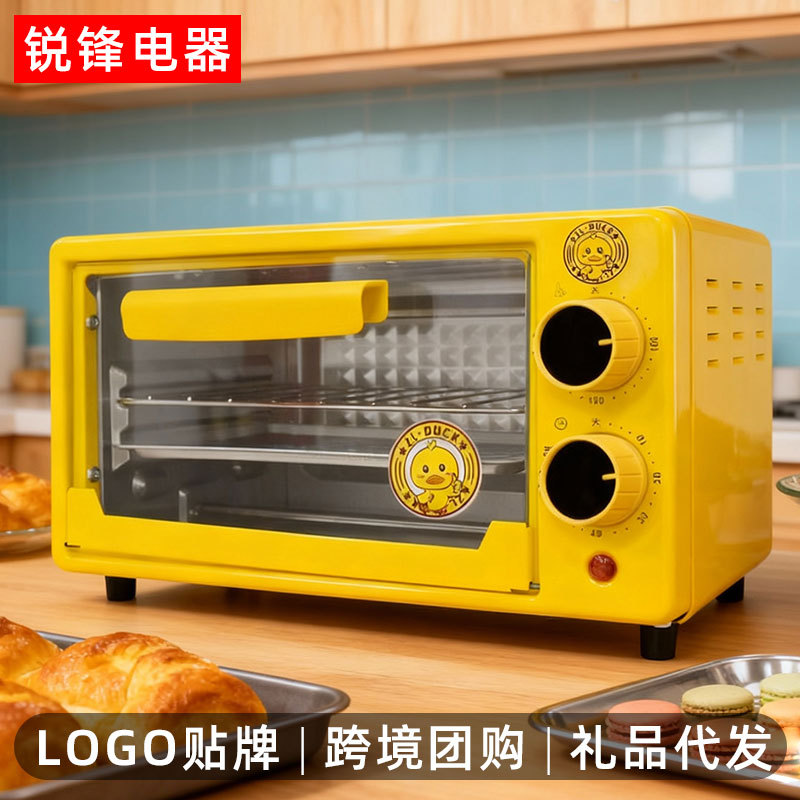 Little Yellow Duck Electric Oven for Home Use, 12-Liter Large Capacity Oven, Multifunctional Egg Tart Maker, Available in Bulk, with Timer Function