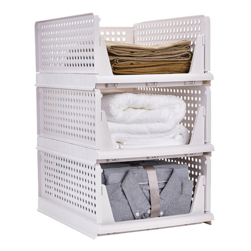 Folding storage rack wardrobe storage rack storage basket layered partition drawer type stackable wardrobe clothes organizing rack