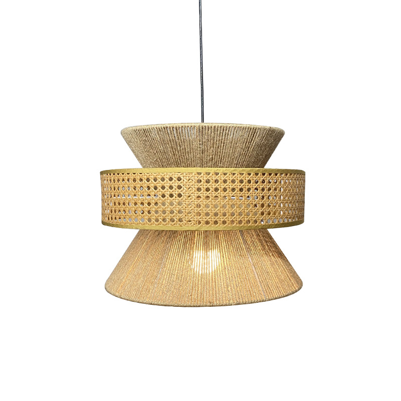 Lámpara de dormitorio de estudio retro de estilo japonés Lámpara de cama y desayuno de país americano Lámpara de cuerda de cáñamo tejida a mano