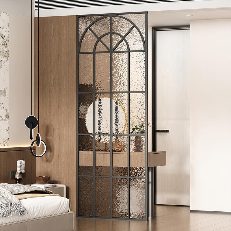 Simple Changhong Glass Partition Stainless Steel Water Ripple Glass Sanitary Living Room Cream Style Iron Screen Blocking