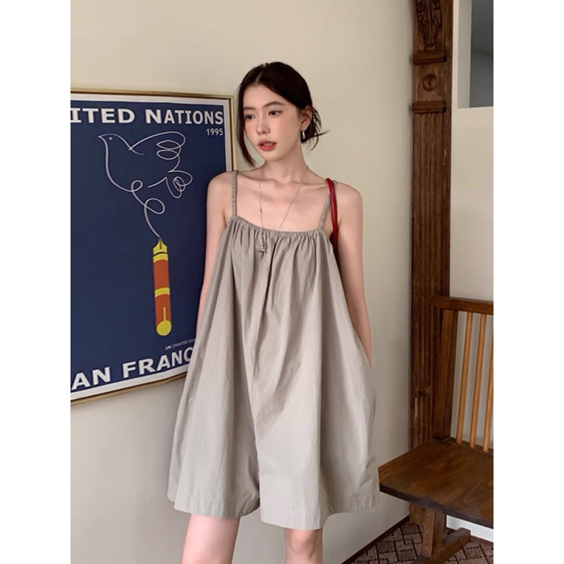 French Style Fashionable Sling Jumpsuit Shorts Women's Summer Elegant Loose Slimming Wide Leg Casual Pants